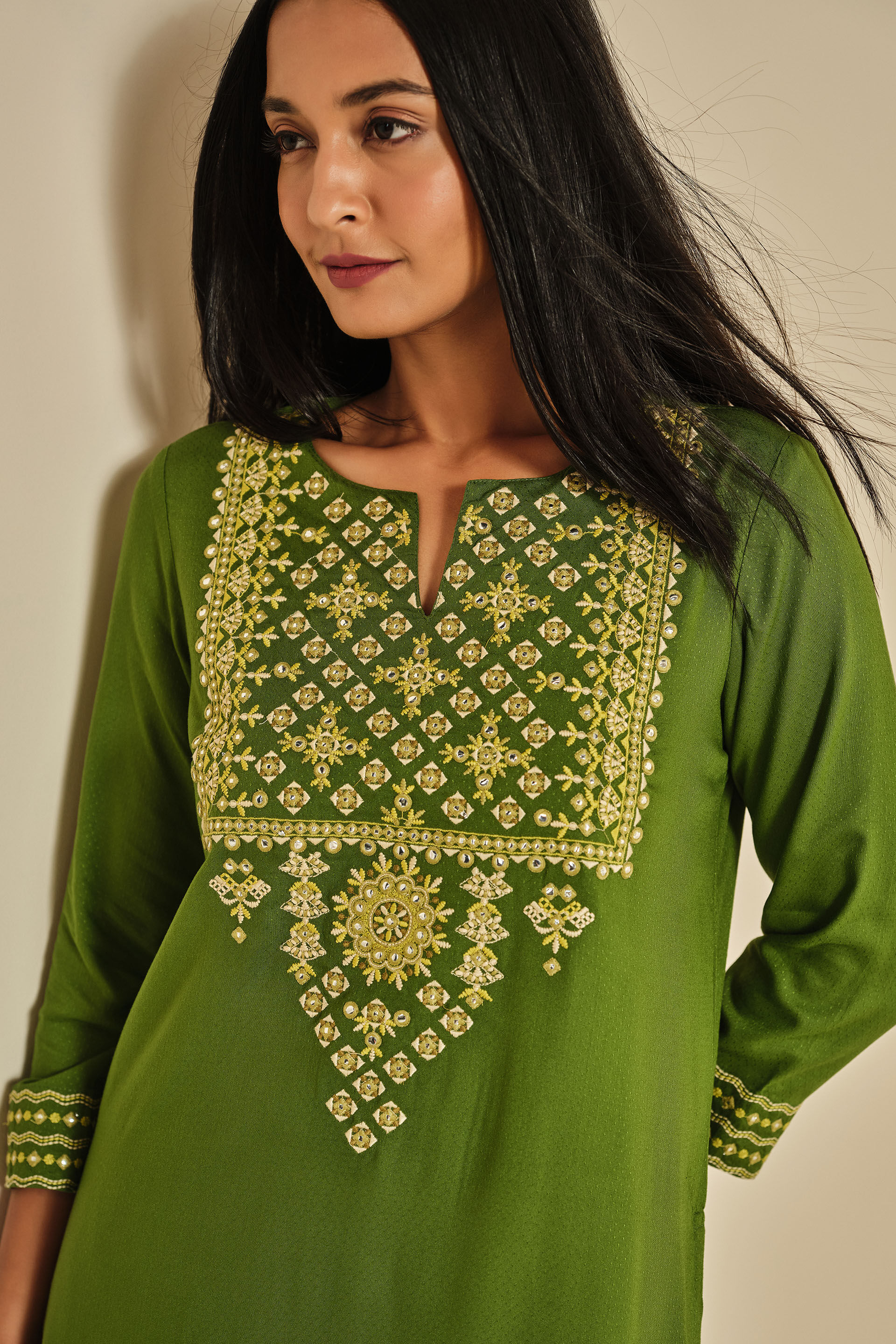 Mashooq Green Kurta, Green, image 3